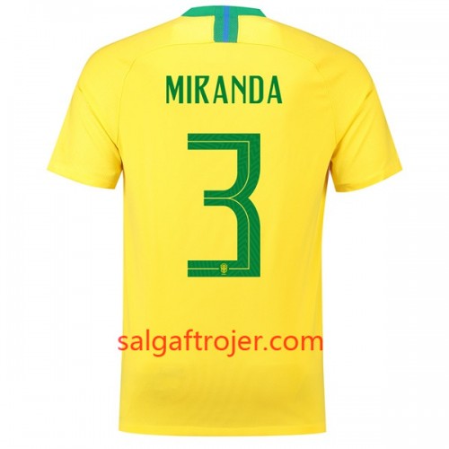 Brasilien Fodboldtrøjer Miranda 3 Hjemmebanesæt VM 2018 Brasilien Fodboldtrøjer Miranda 3 Hjemmebanesæt VM 2018